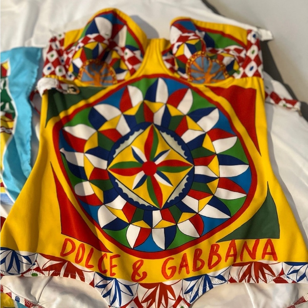 Dolce Gabbana tribal swimsuit & Scarf